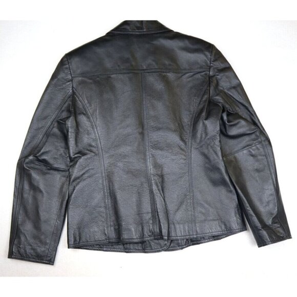 East 5th Jacket Womens Size Large Genuine Leather Black Button Front Jacket - Picture 6 of 13